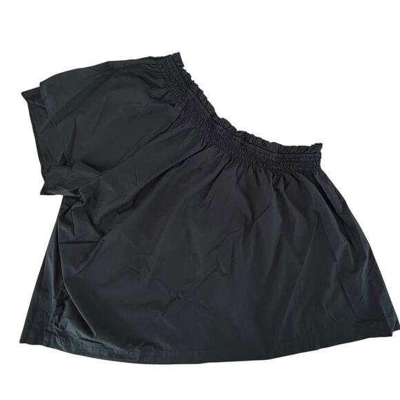 NWT J. Crew Black Smocked Ruffle Short Sleeve One Shoulder Crop Top Size XXL - Picture 4 of 6